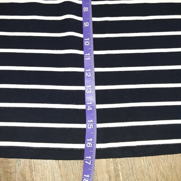 Banana Republic Skirt * Navy Blue w/White Stripes * Sz 14 EUC * T-Shirt Fabric - Picture 6 of 10
